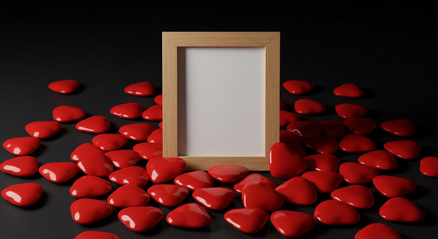 A frame surrounded by red hearts photo