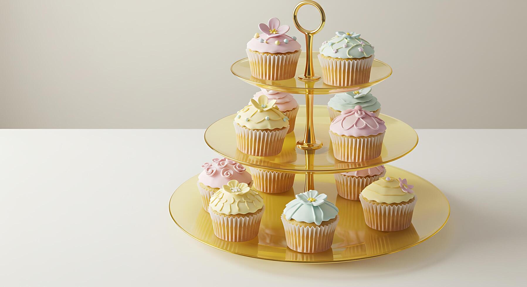 A three tiered cake stand photo