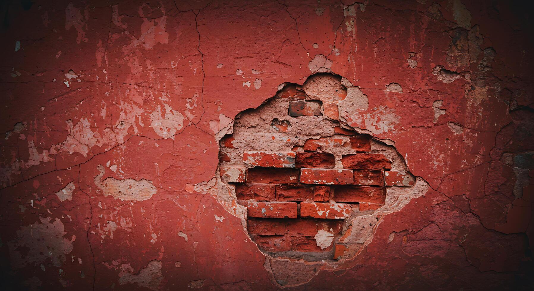 A hole in a wall with a brick in it photo