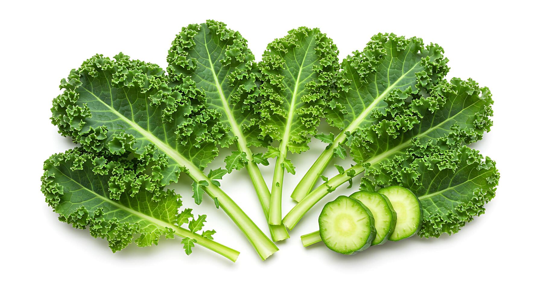 A bunch of kale leaves and cucumbers photo