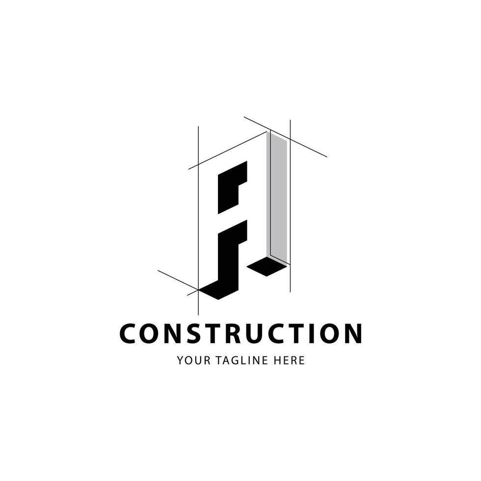 Letter A 3D logo for construction and architecture. Property logo template illustration for your brand. vector