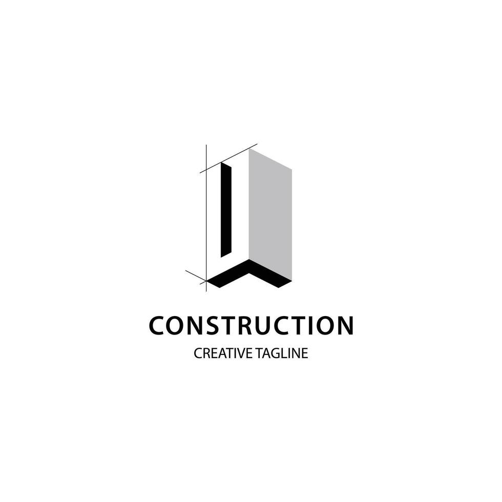 Letter U 3D logo for construction and architecture company. Property logo design template for your brand. vector