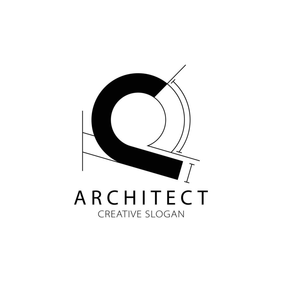 Letter Q architecture logo for architect and construction company. Property logo template vector