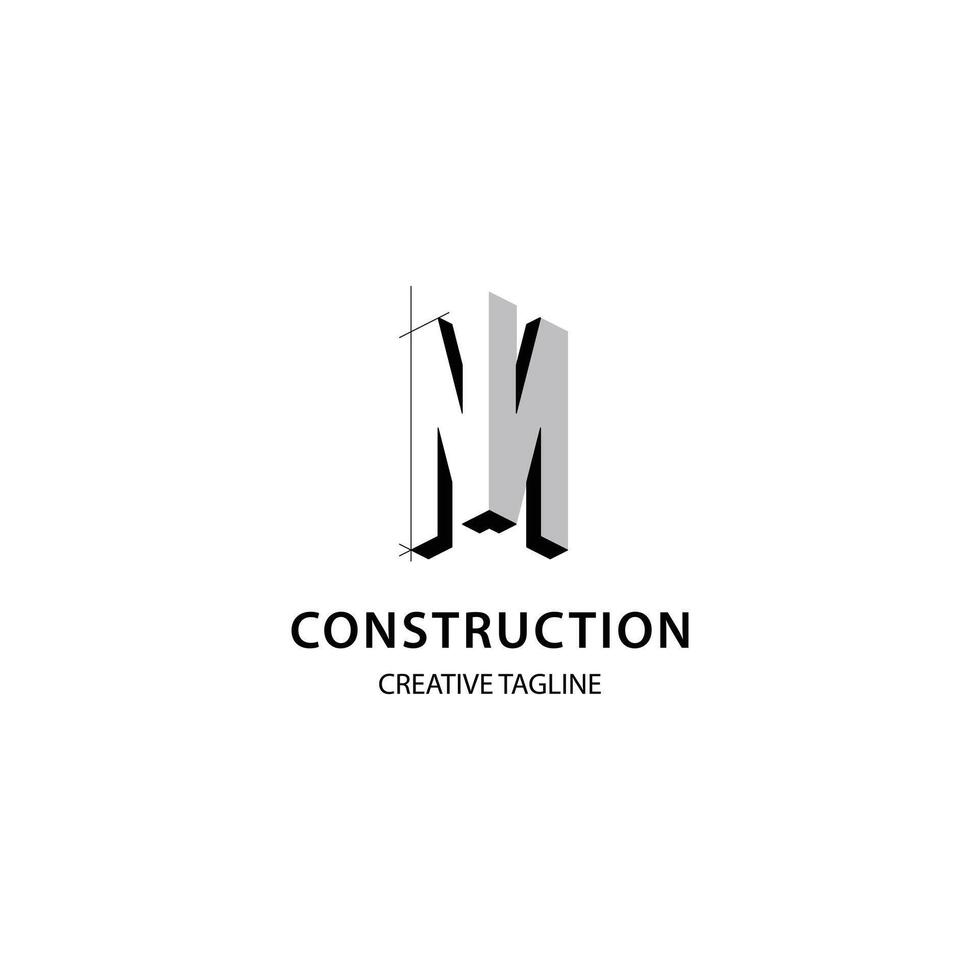 Letter M 3D logo for construction and architecture company. Property logo design template for your brand. vector