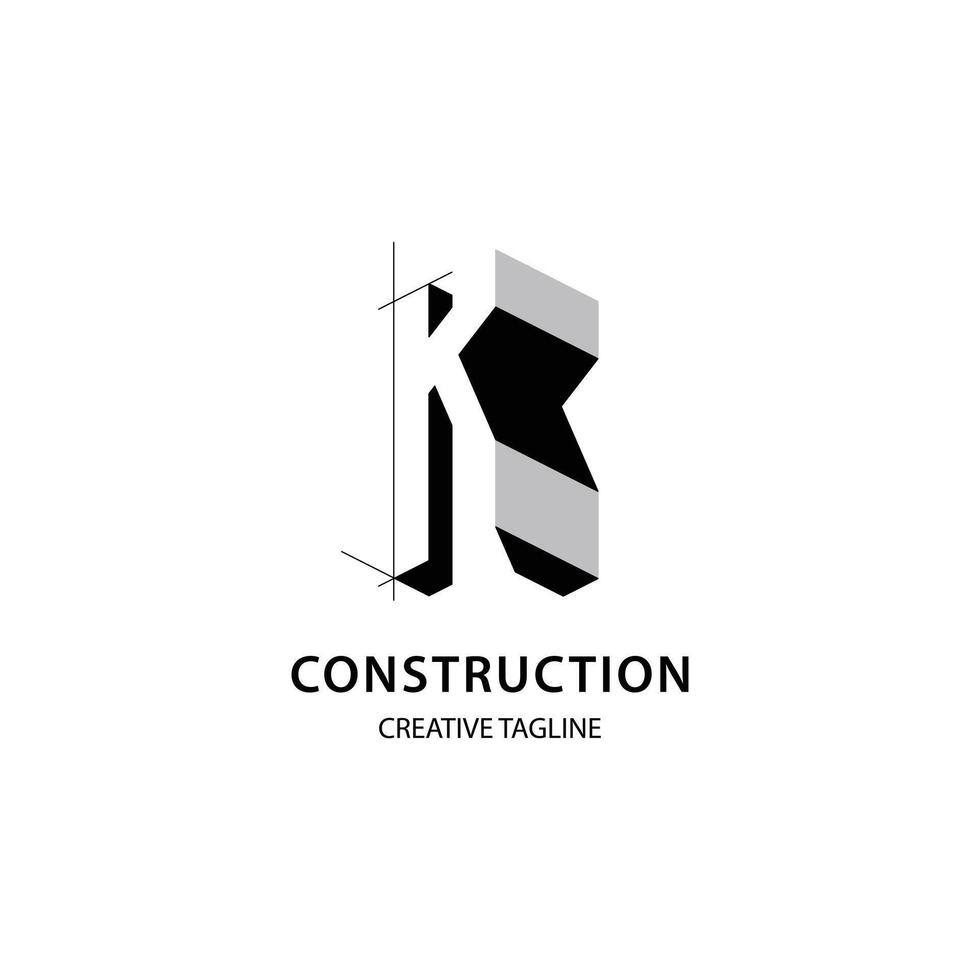 Letter K 3D logo for construction and architecture company. Property logo design template for your brand. vector