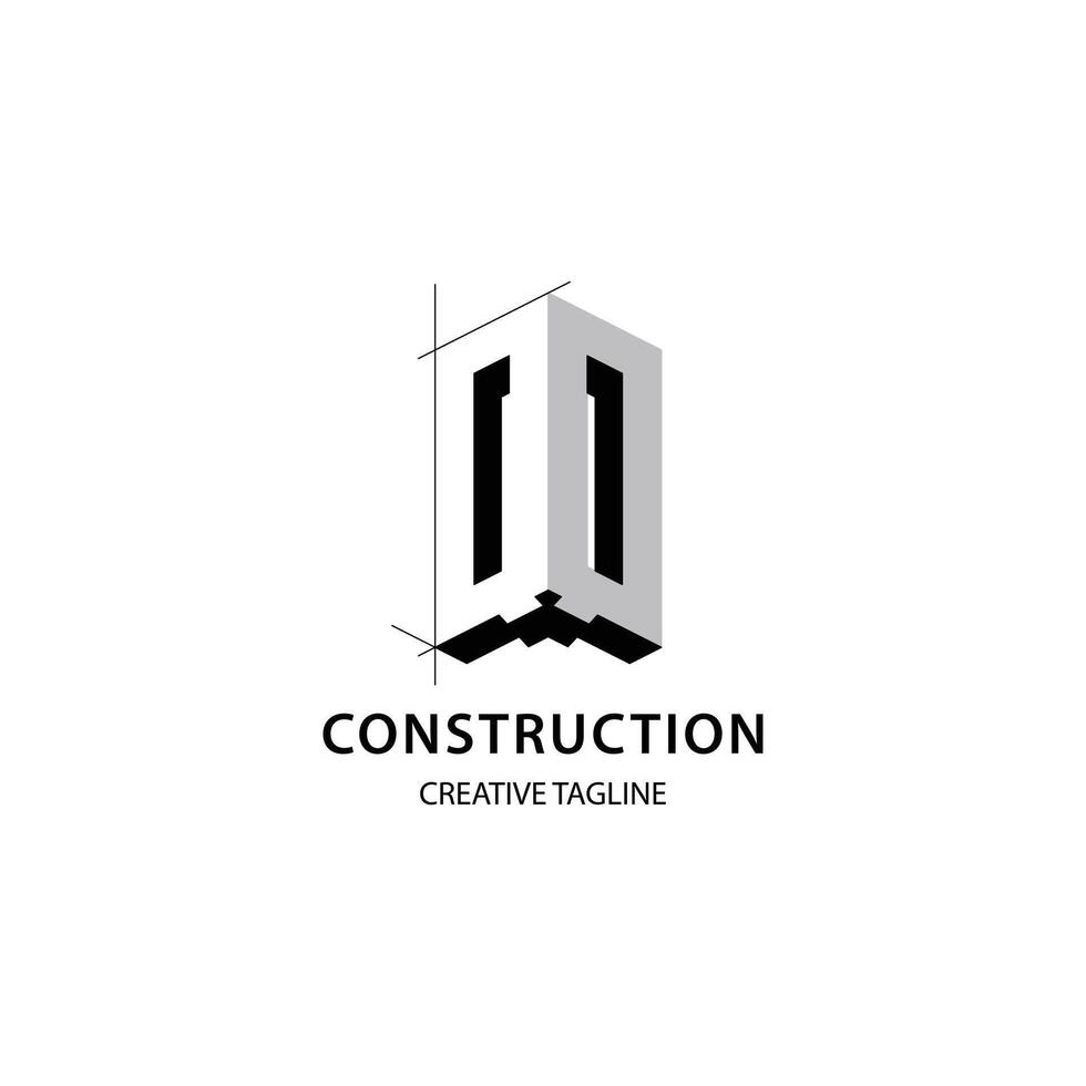Letter Q 3D logo for construction and architecture company. Property logo design template for your brand. vector