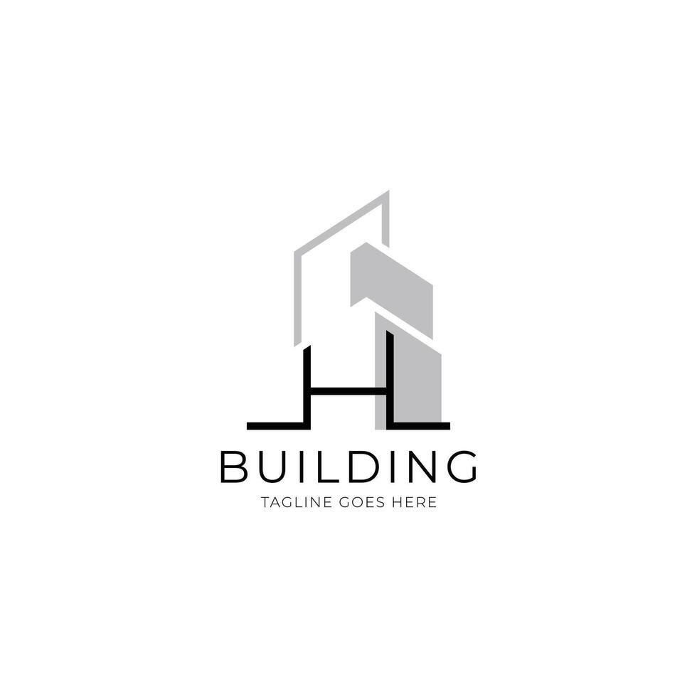 Letter H building logo for architecture, construction, real estate and property company vector