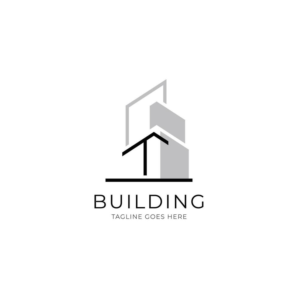 Letter T building logo for architecture, construction, real estate and property company vector