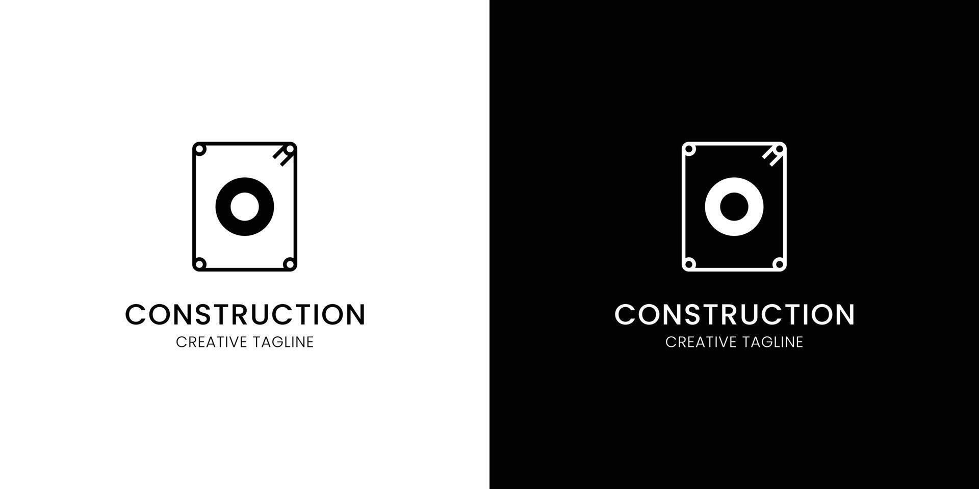 Letter O for construction company with rebar vector