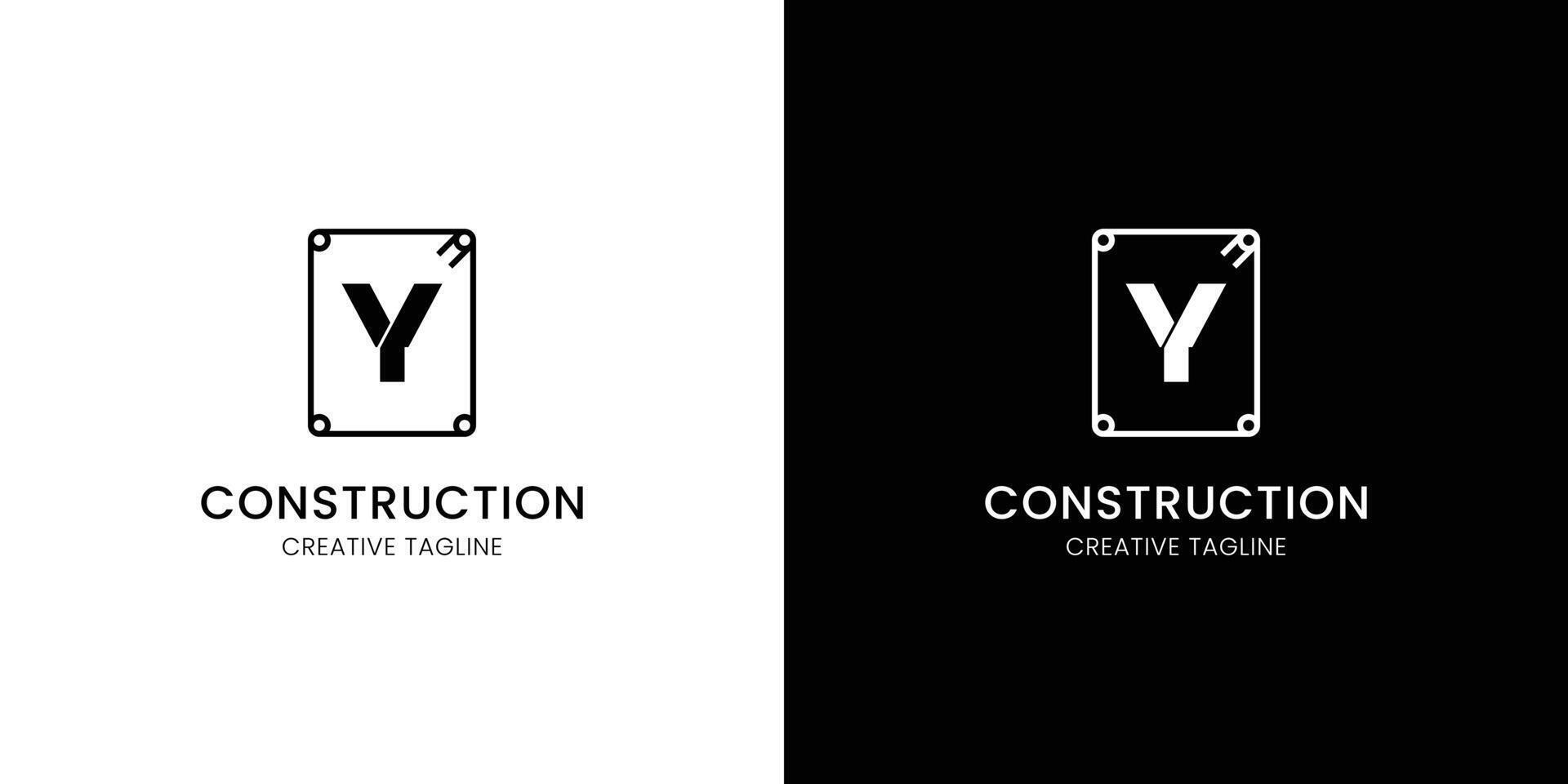 Letter Y for construction company with rebar vector