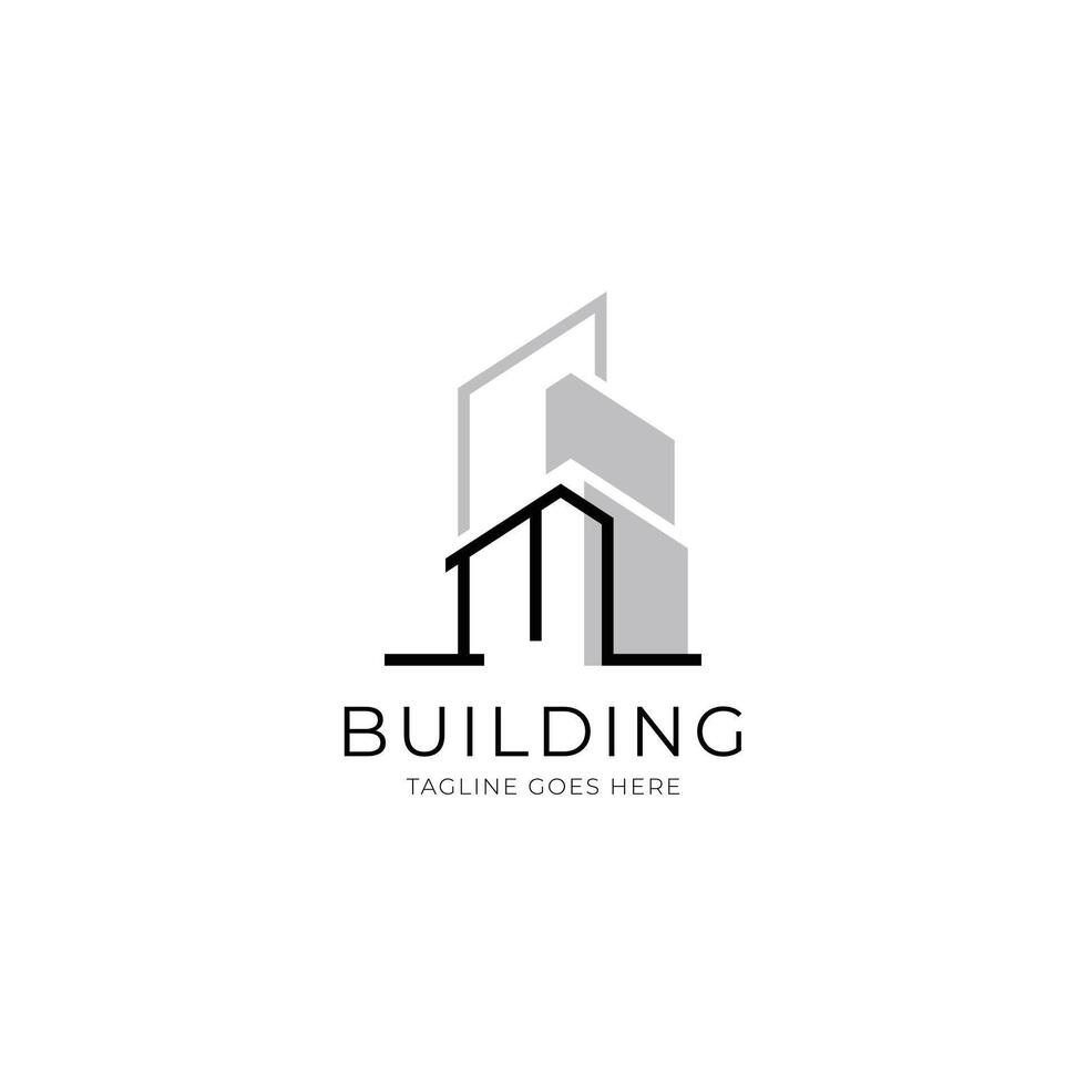 Letter M building logo for architecture, construction, real estate and property company vector