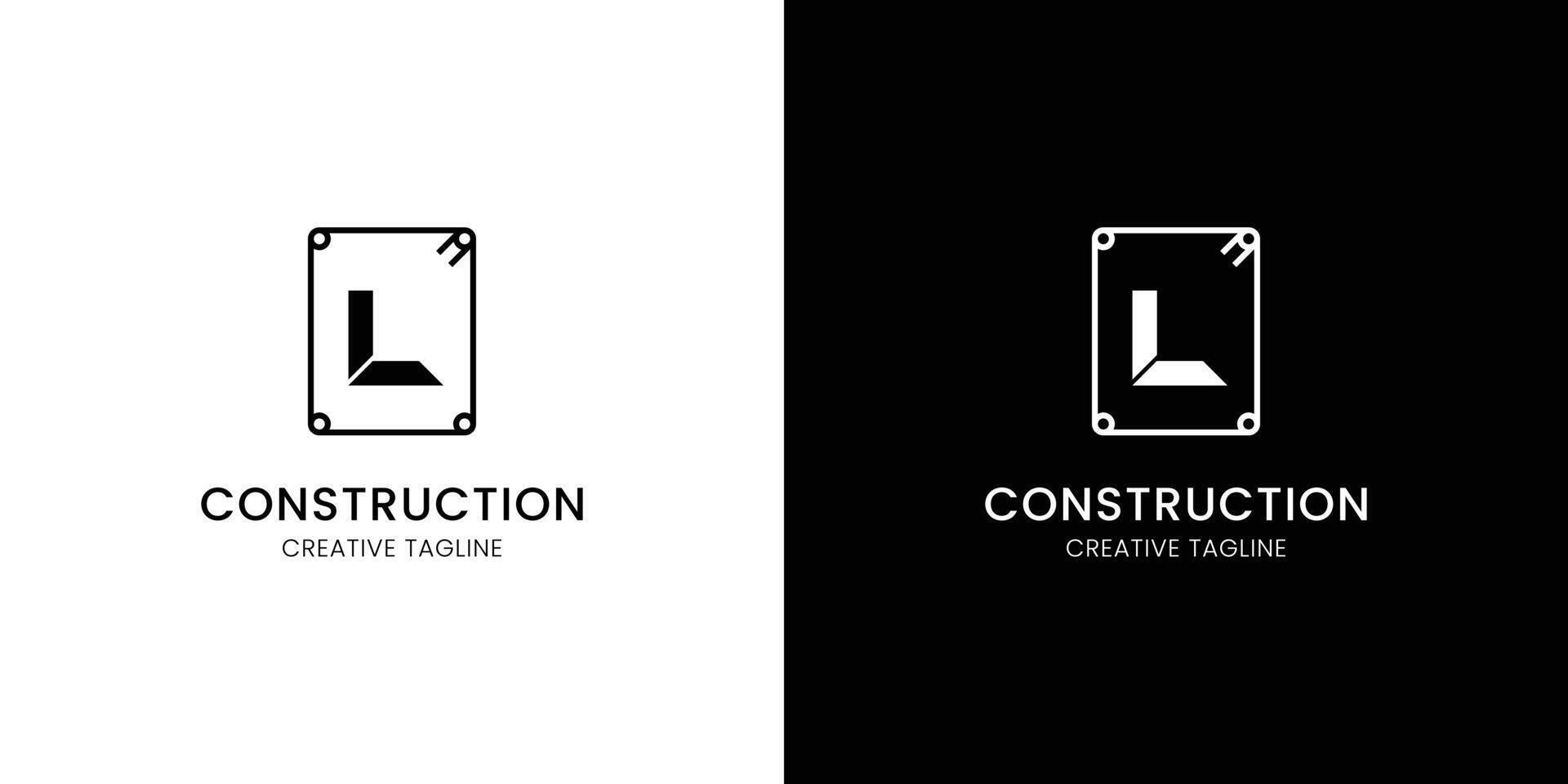 Letter L for construction company with rebar vector