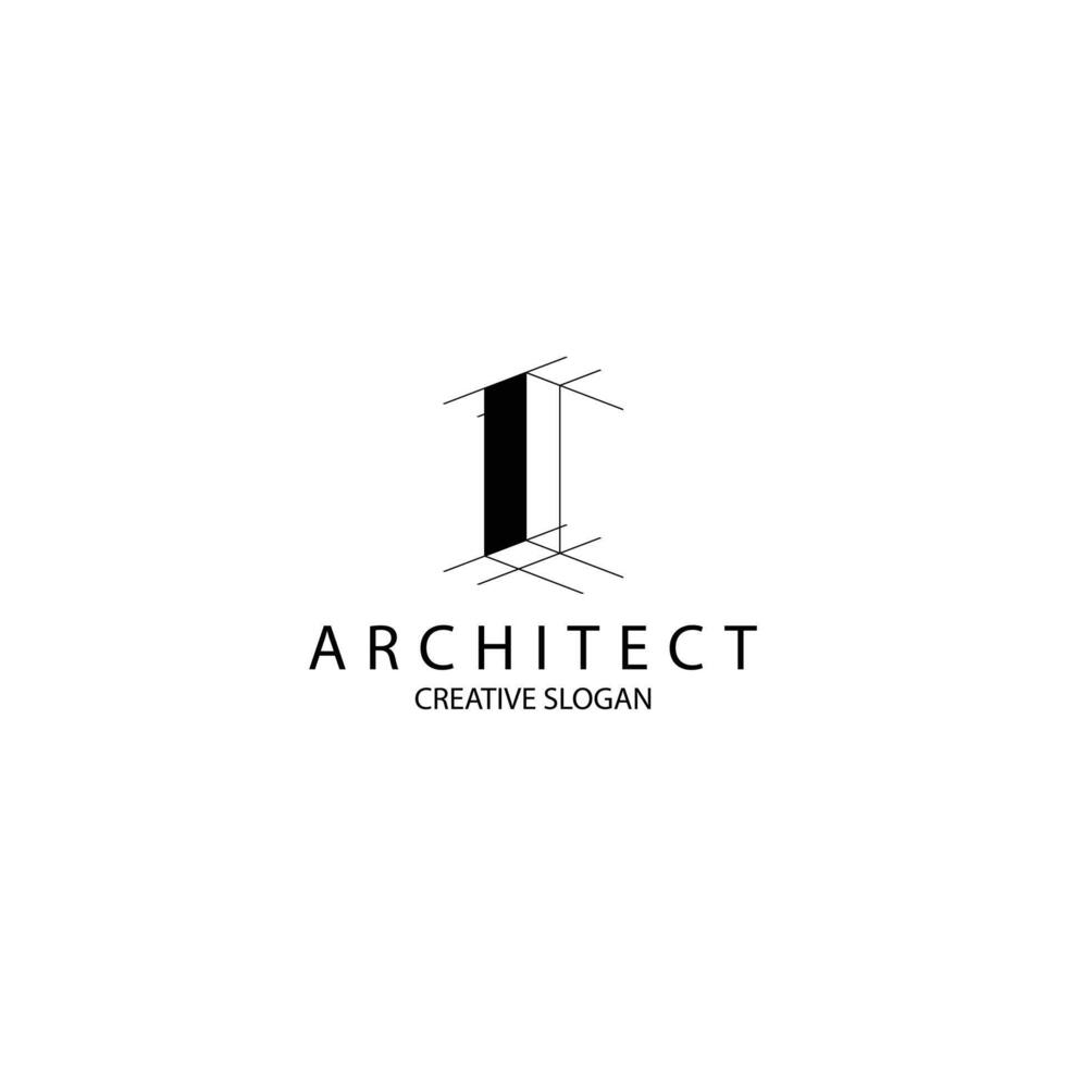Letter I 3D logo for architecture and construction company vector