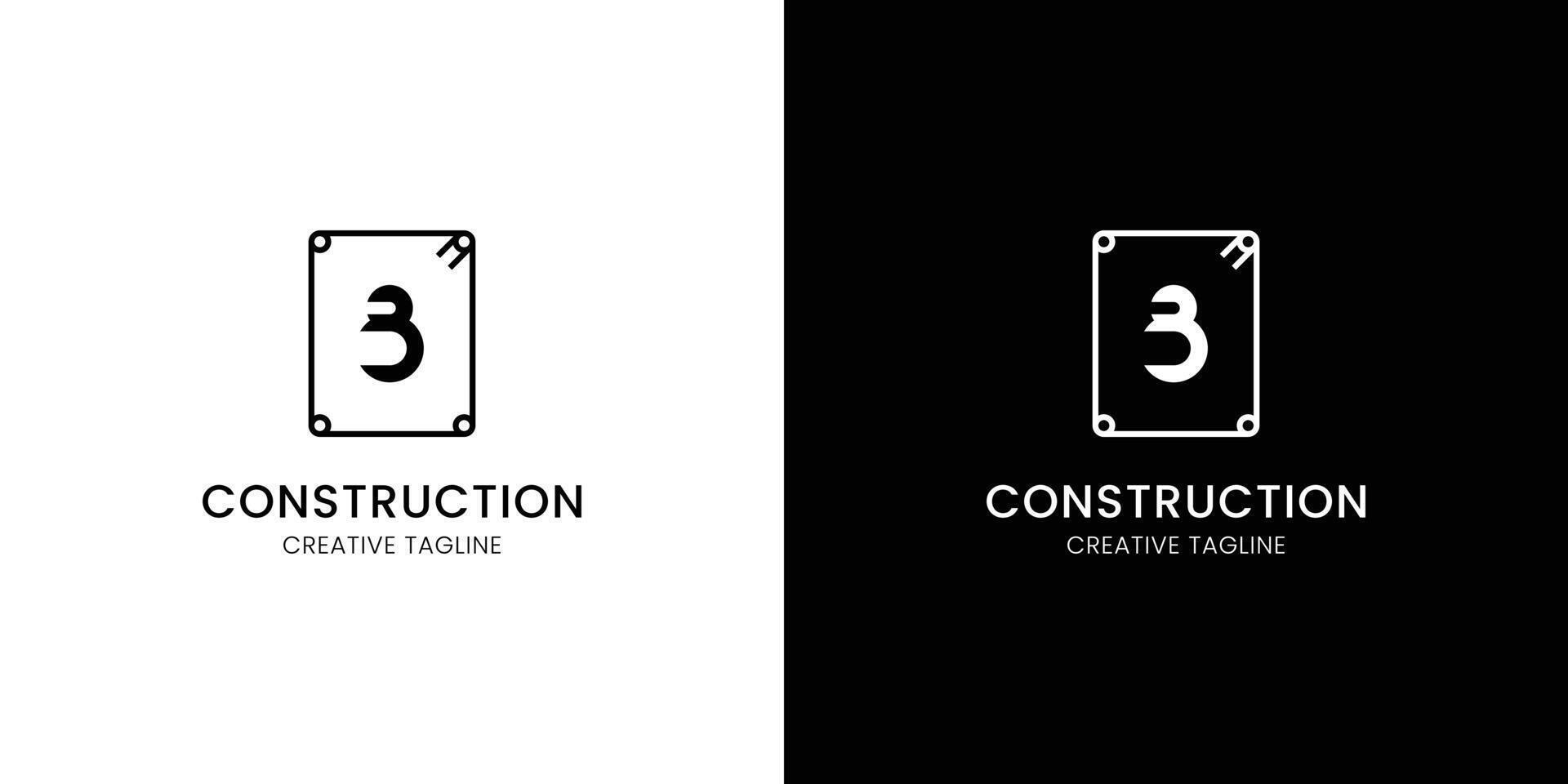 Letter B for construction company with rebar vector
