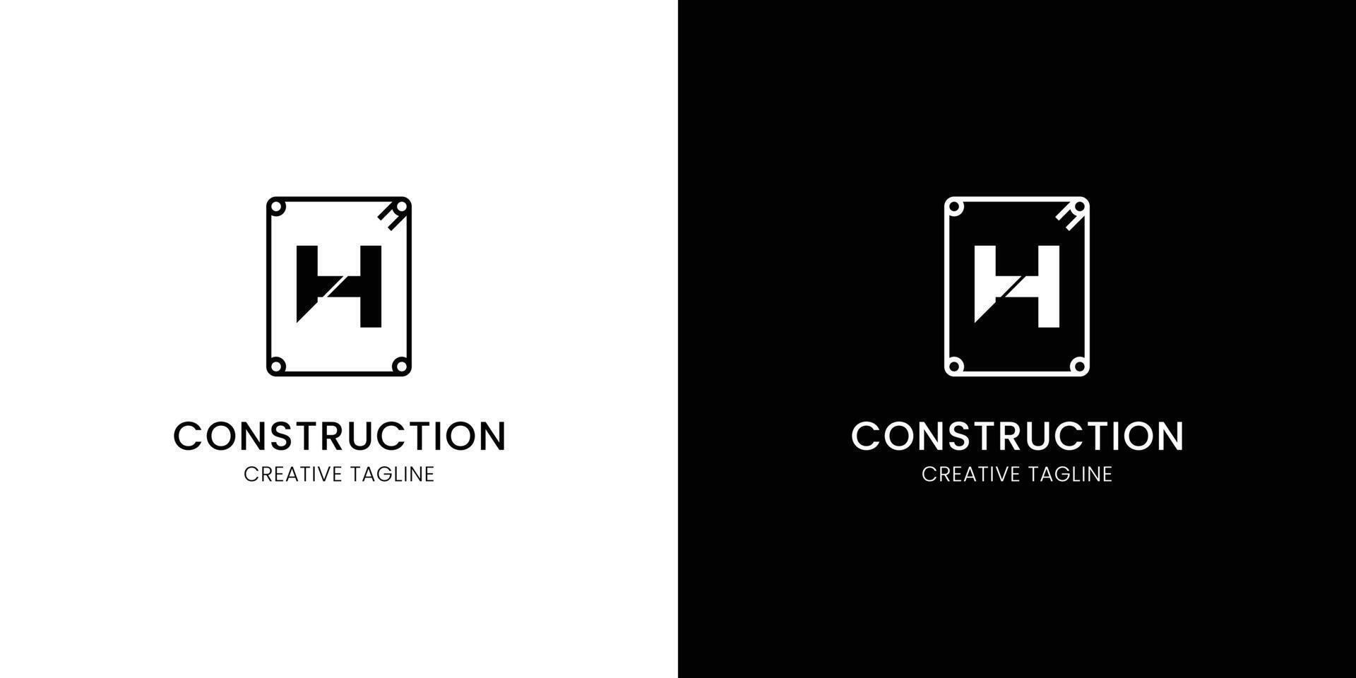 Letter H for construction company with rebar vector