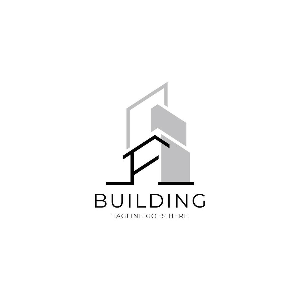 Letter F building logo for architecture, construction, real estate and property company vector