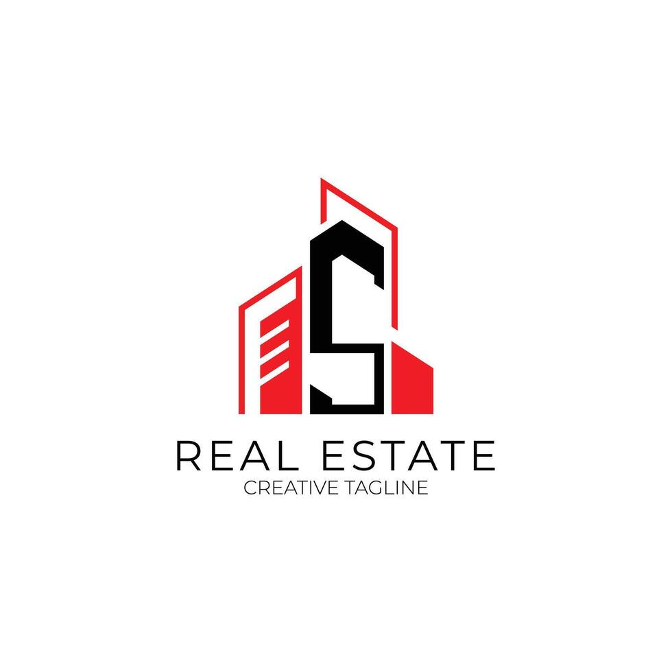 Letter S with building logo for real estate, architecture, and construction company vector