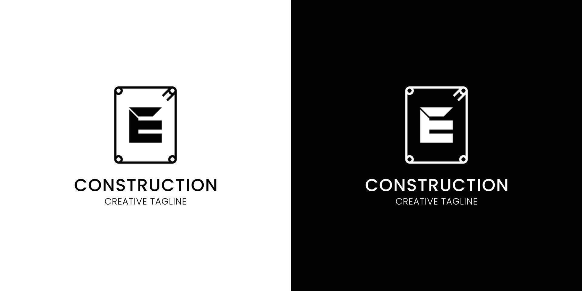 Letter E for construction company with rebar vector
