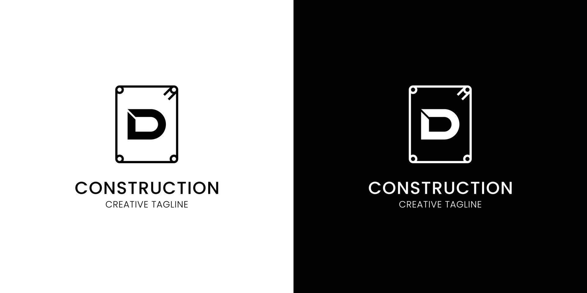 Letter D for construction company with rebar vector