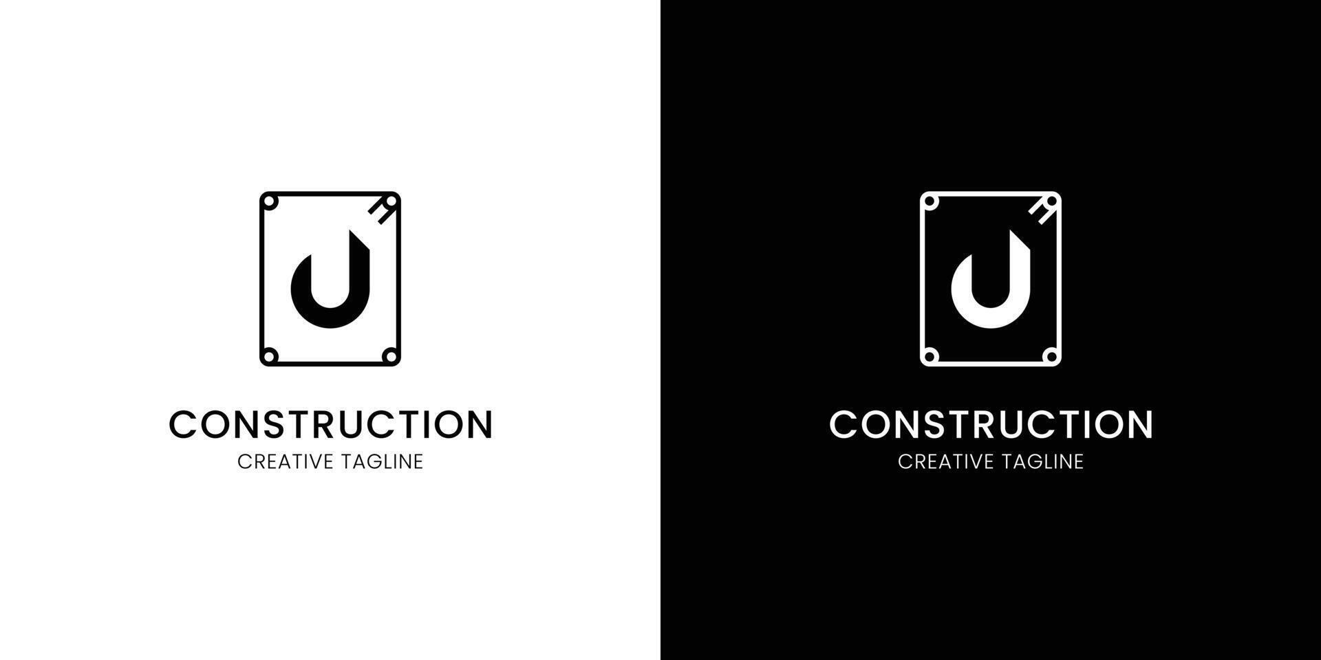 Letter J for construction company with rebar vector