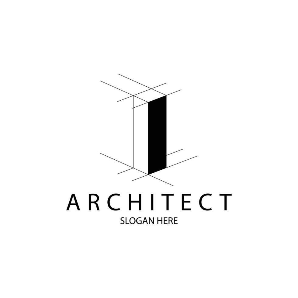Letter I 3D perspective logo for architecture and construction brand vector