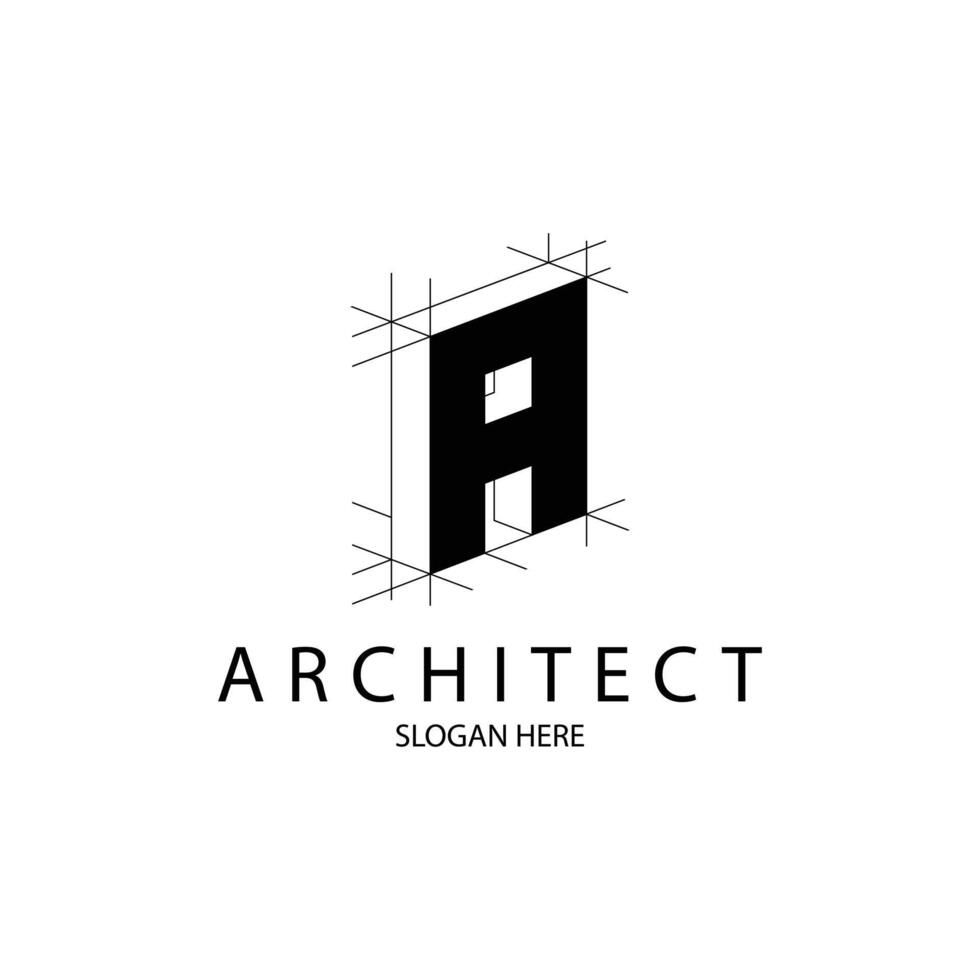 Letter A 3D perspective logo for architecture and construction brand vector