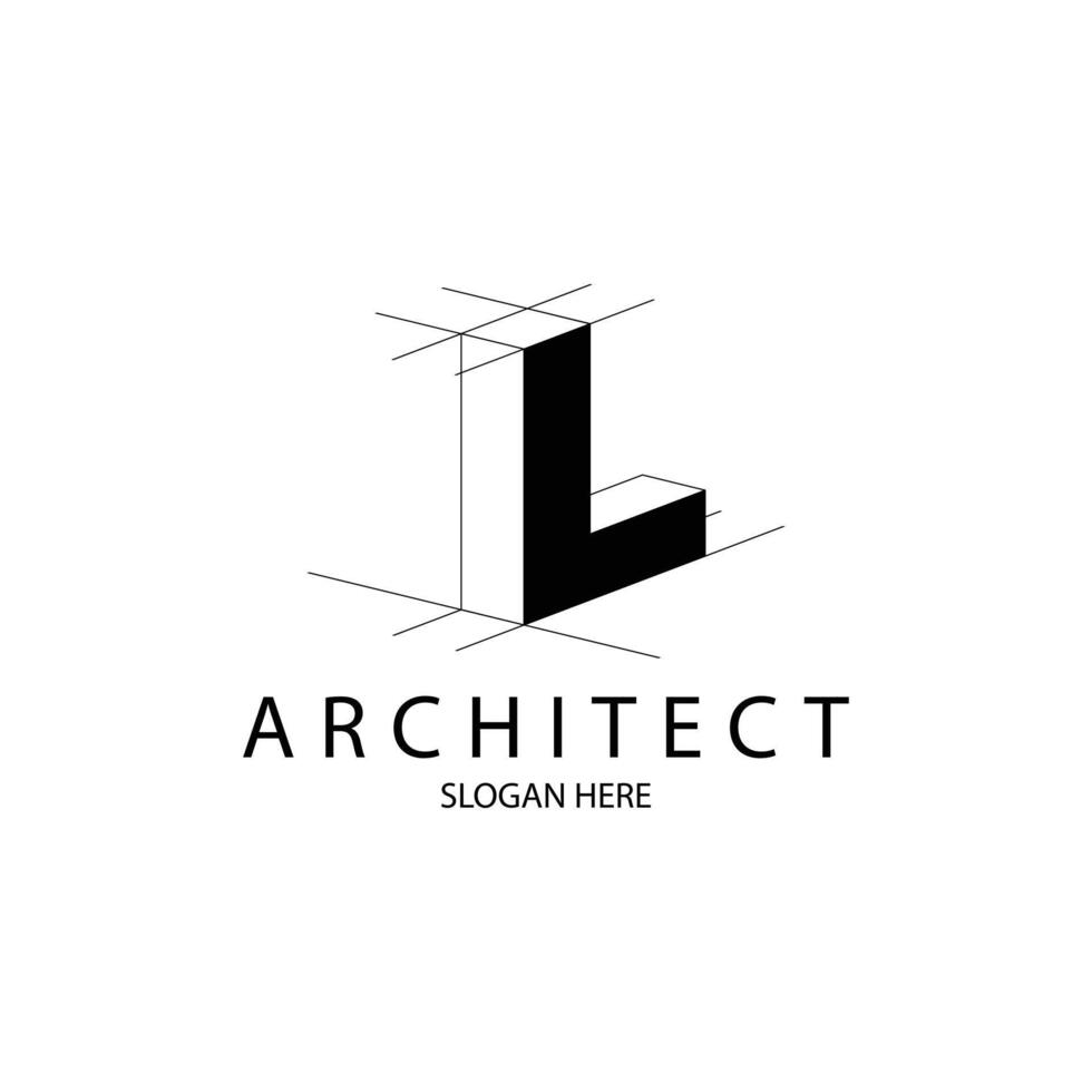 Letter L 3D perspective logo for architecture and construction brand vector