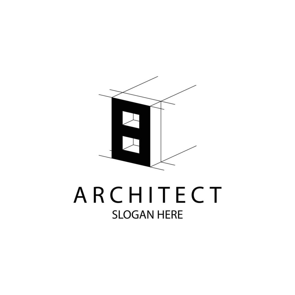 Letter B 3D logo template for your architecture and construction brand vector