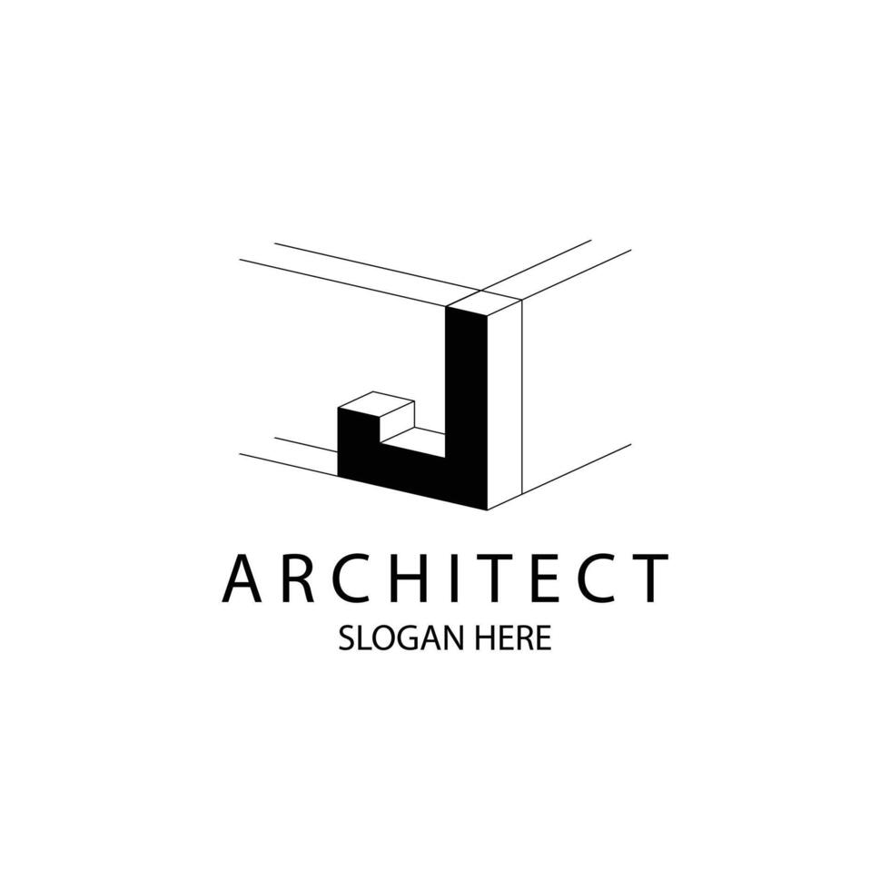 Letter J 3D logo template for your architecture and construction brand vector