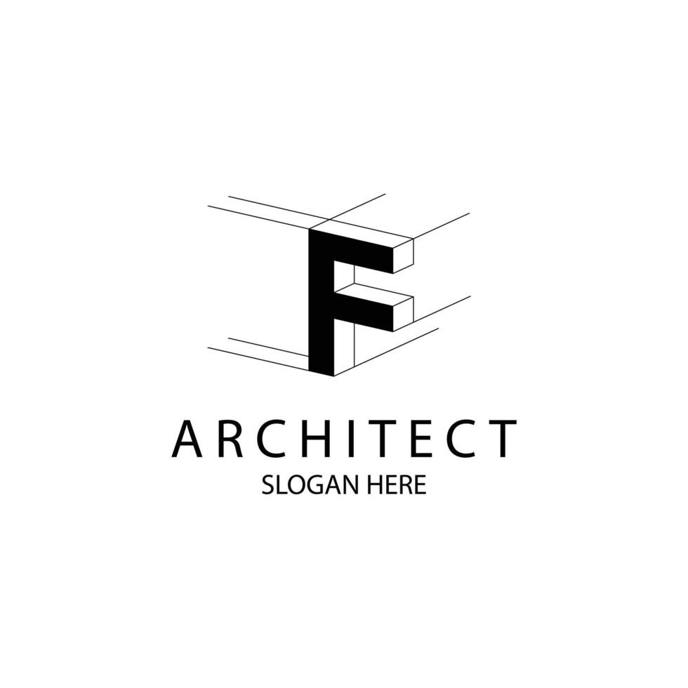 Letter F 3D logo template for your architecture and construction brand vector