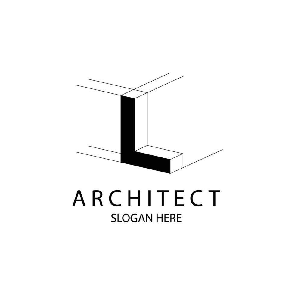 Letter L 3D logo template for your architecture and construction brand vector