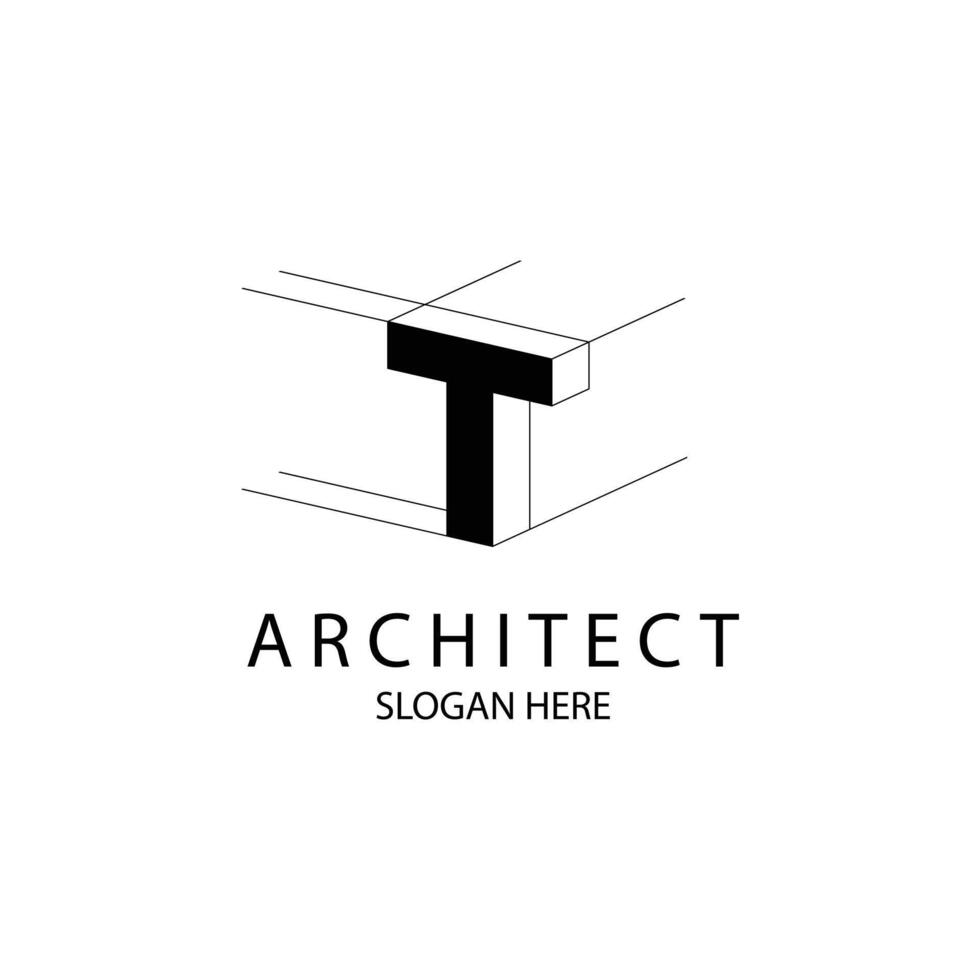 Letter T 3D logo template for your architecture and construction brand vector