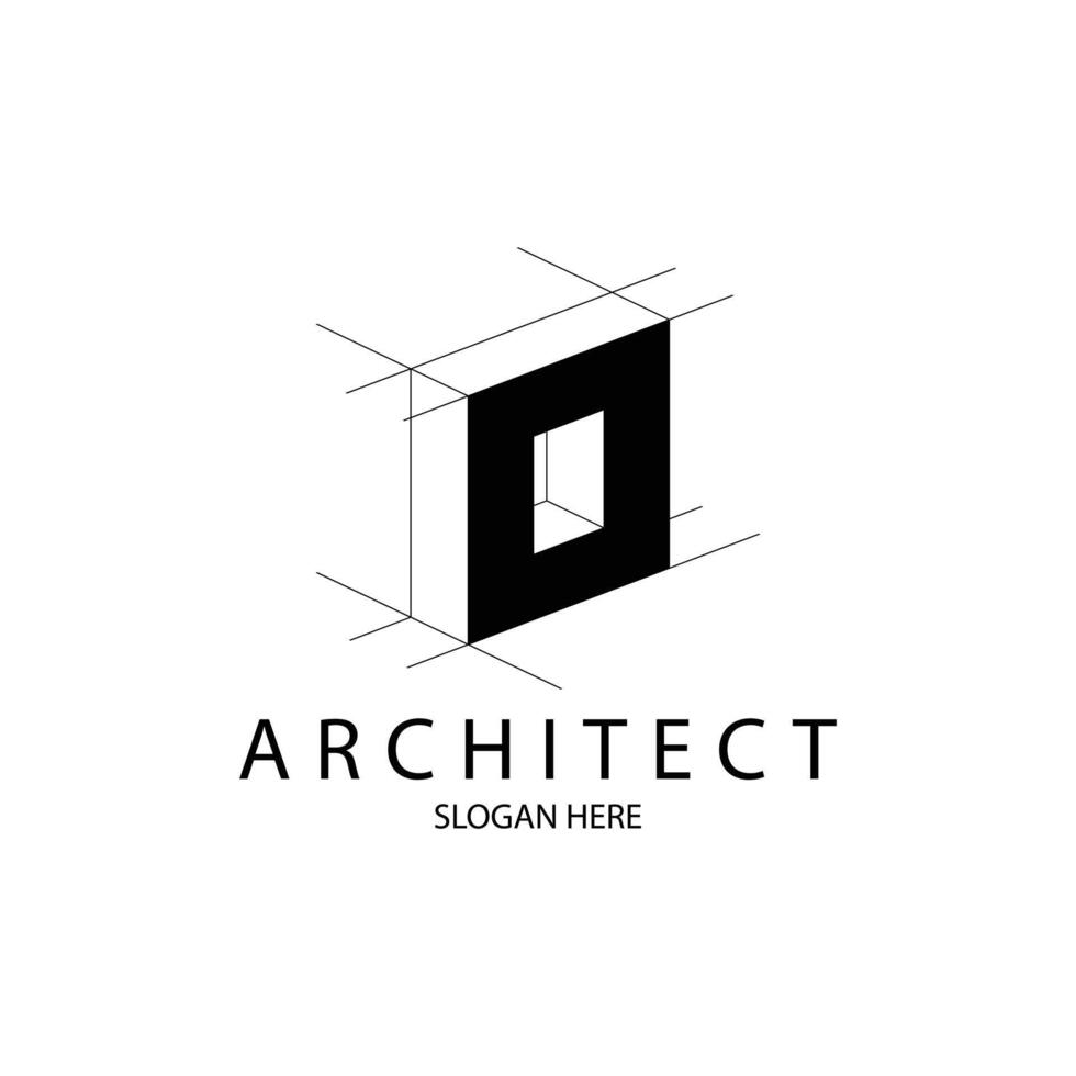 Letter O 3D perspective logo for architecture and construction brand vector