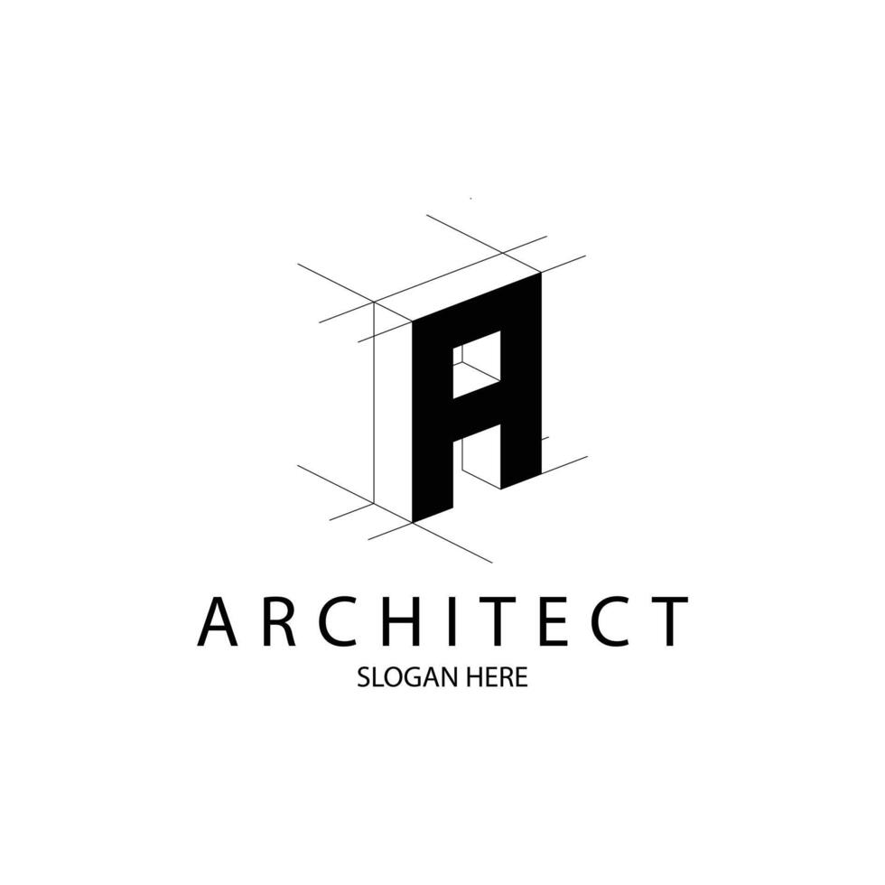 Letter A 3D perspective logo for architecture and construction brand and company vector