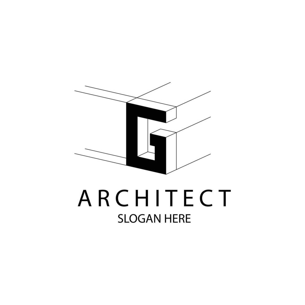 Letter G 3D logo template for your architecture and construction brand vector