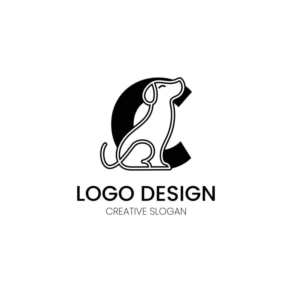 Letter C logo with dog for your brand. Dog initial logo vector