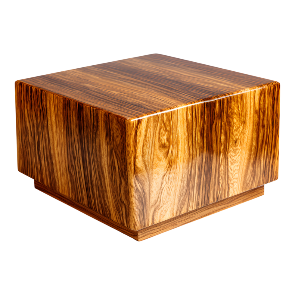 Elegant Modern Square Wooden Coffee Table with Rich Wood Grain Texture png