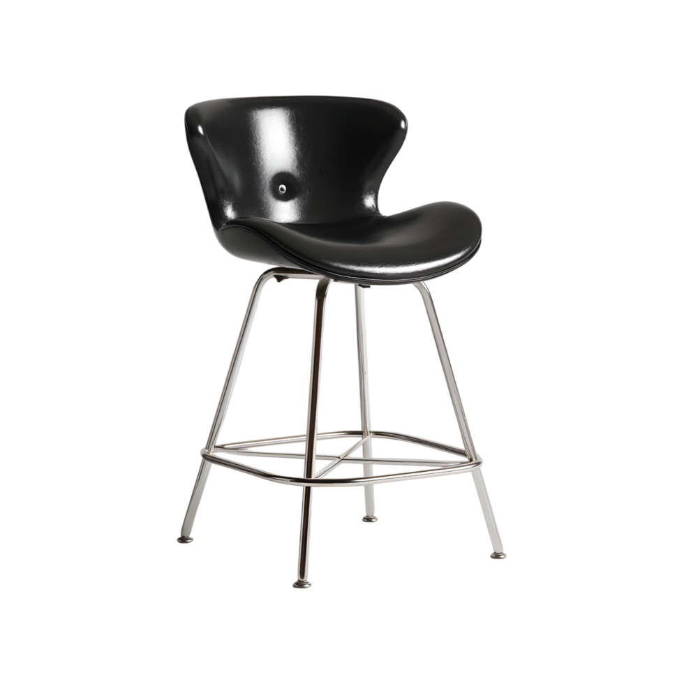 Modern Black Leather Bar Stool with Chrome Legs Stylish Home Furniture Interior Design png