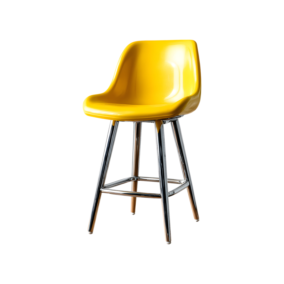 Modern Yellow Plastic Bar Stool with Chrome Legs Mid Century Design Home Decor png
