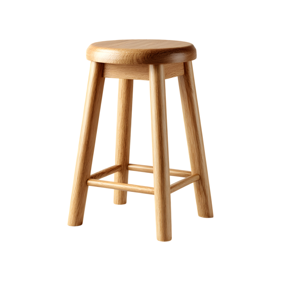 Simple Wooden Bar Stool Light Oak Finish Rustic Home Decor Kitchen Counter Height png