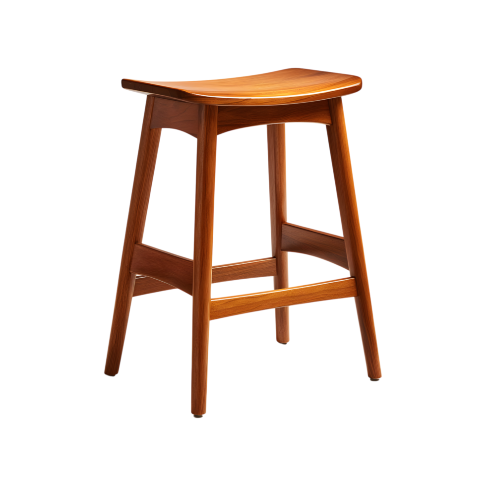 Elegant Mid Century Modern Wooden Bar Stool Polished Hardwood Contemporary Design Home Furniture png