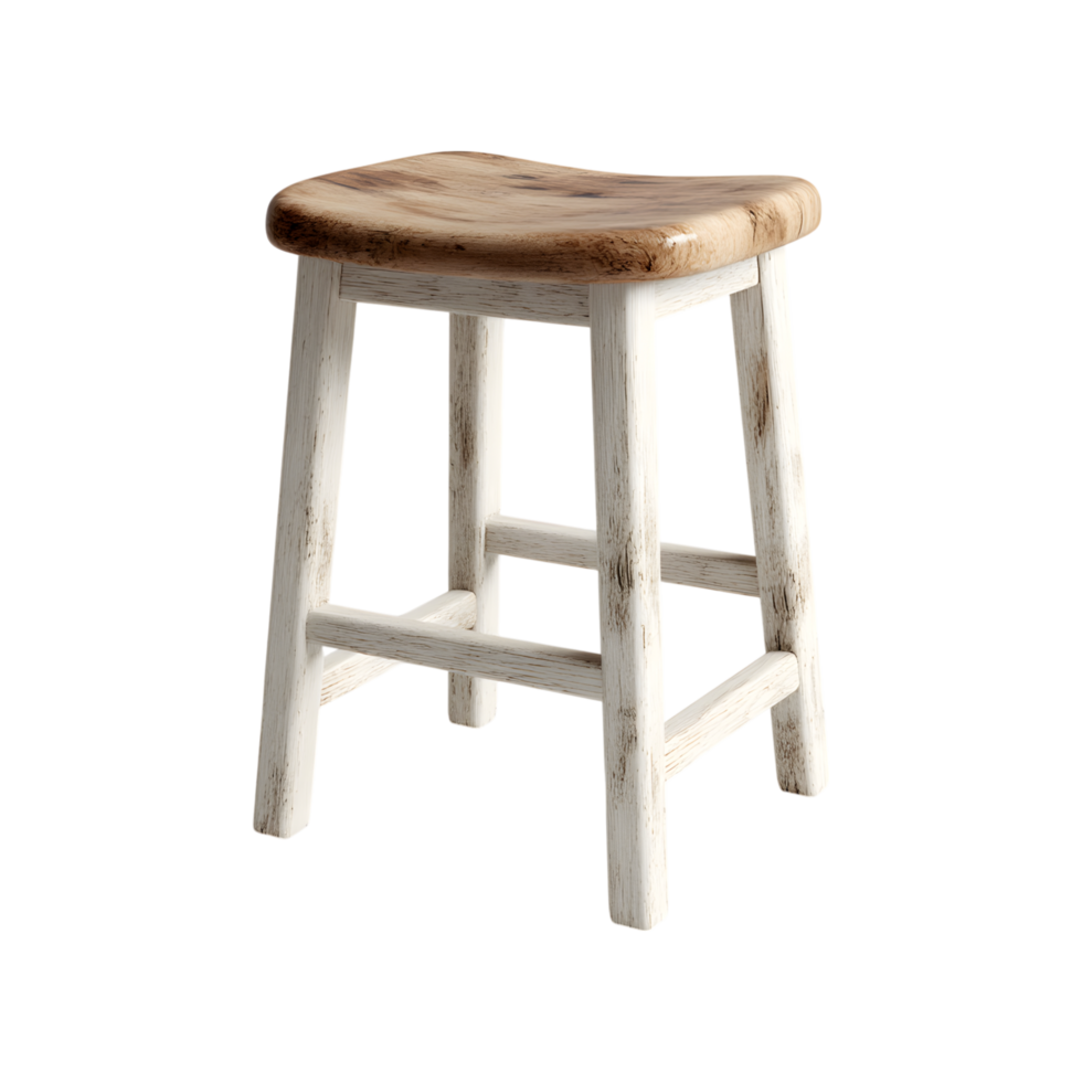 Rustic Whitewashed Wooden Bar Stool Farmhouse Style Kitchen Counter Chair png