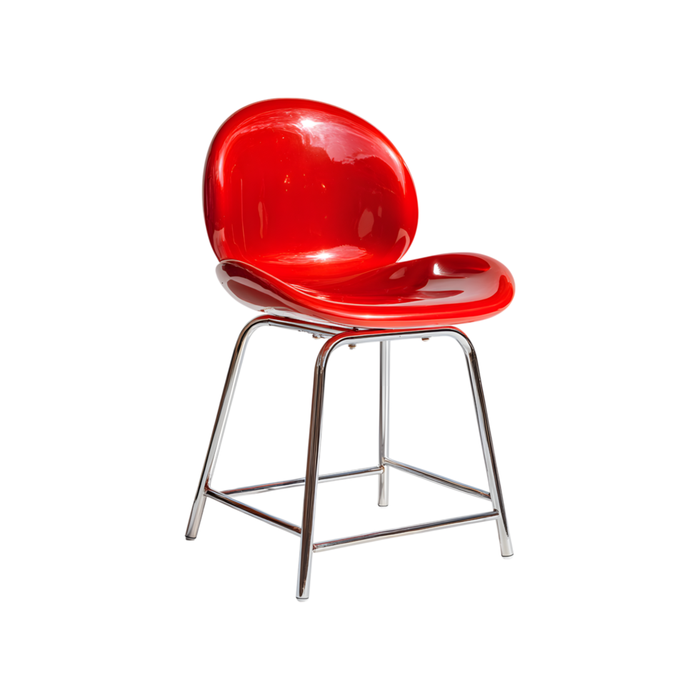 Modern Red Plastic Counter Stool with Chrome Legs Contemporary Home Furniture Design png