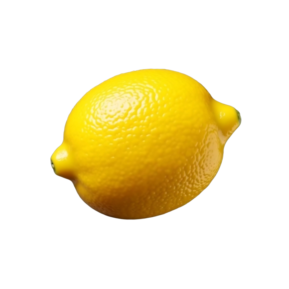 Isolated image of a ripe yellow lemon with a textured peel on a transparent background png