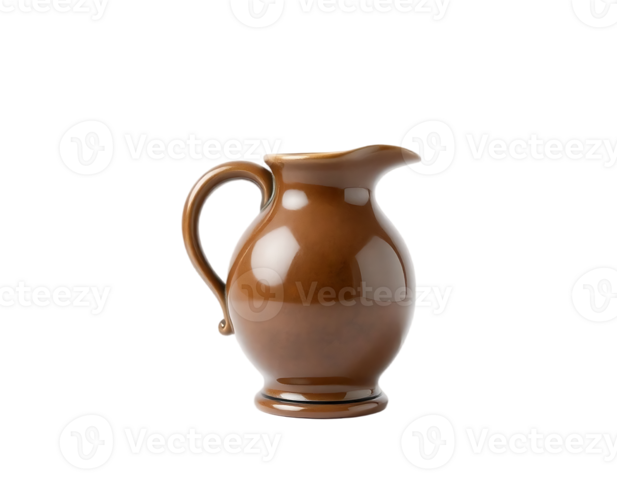 Brown Ceramic Pitcher with Handle png