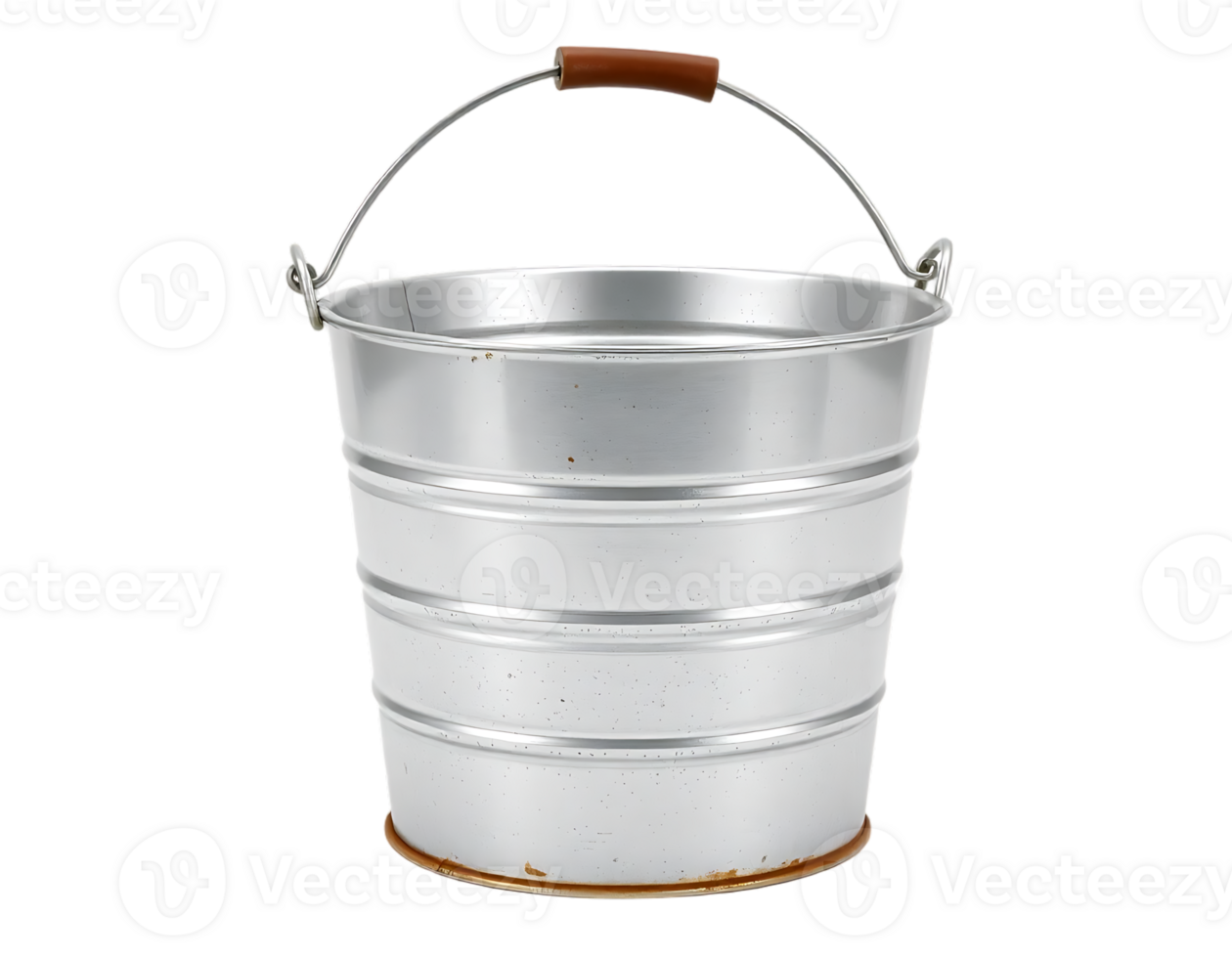 A Silver Metal Bucket with Handle png