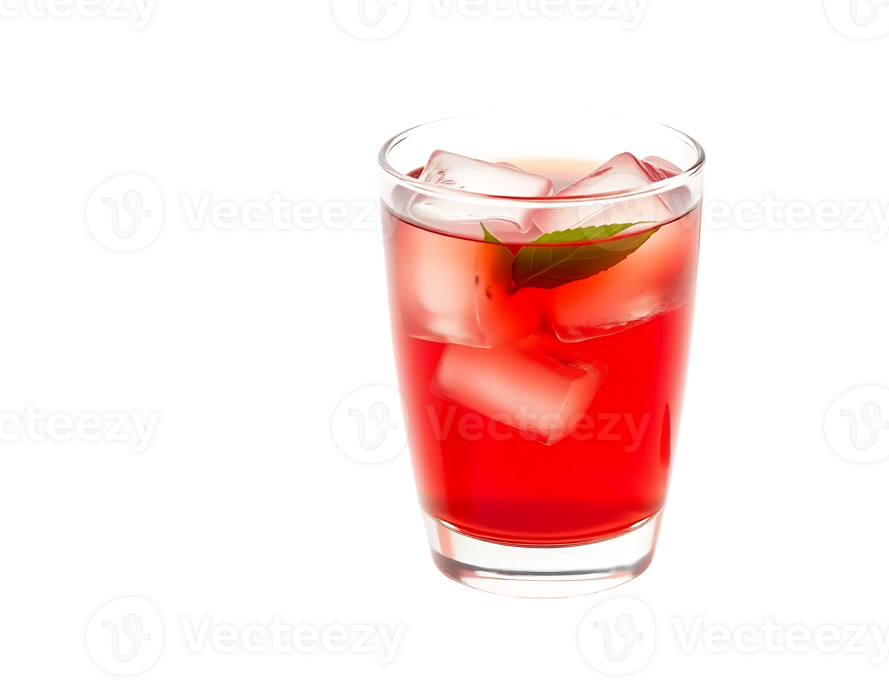 Refreshing Red Cocktail with Ice and Mint png