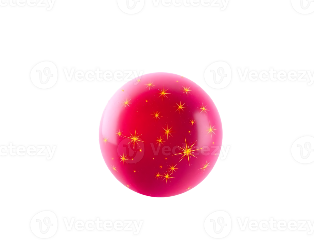 Red Sphere Ornament with Golden Starbursts png