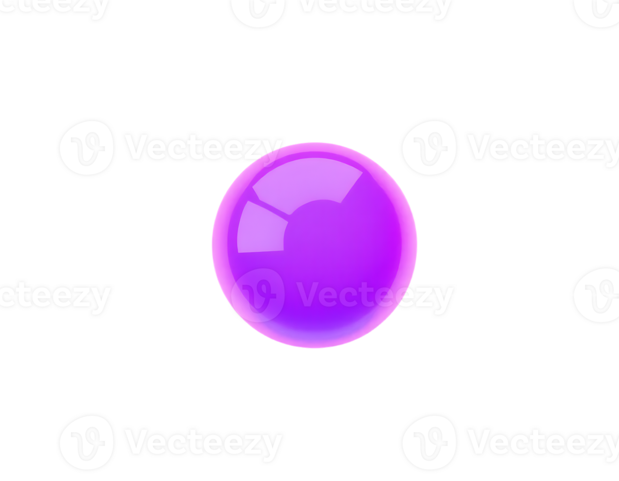 Glossy Purple Sphere 3D Render on Transparent Background png