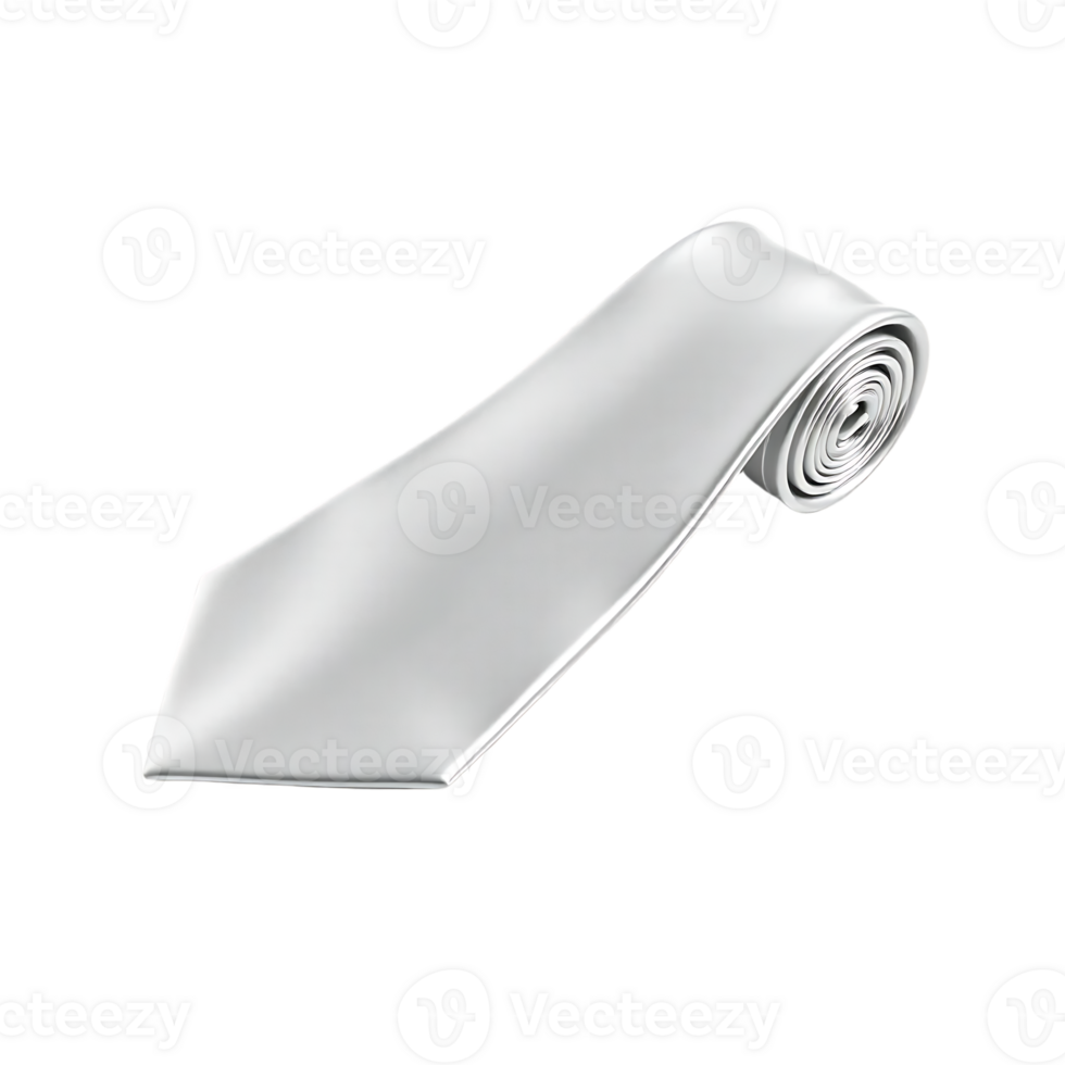 Elegant Rolled White Silk Necktie png